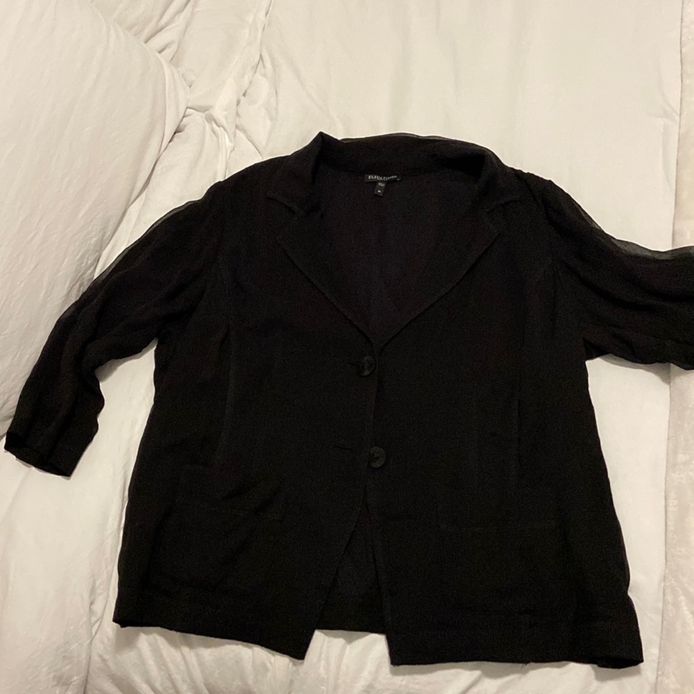 Eileen Fisher black linen blazer